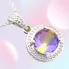 10pcs Luckyshine 4 Color Facultatif Gradient Multicolor Tourmaline Gems Silver Pendants Colliers pour femmes 2118596