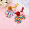 Keychains Lanyards New Cream Resin Soft Pottery Lollipop Keychain Hair Ball Pendant Practical Small Gift Spot Jewelry Making Supplies R231201