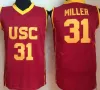 NCAA USC Trojans # 24 Brian Scalabrine College Basketball Jerseys 31 Cheryl Miller 33 Lisa Leslie Vermelho Amarelo Universidade Camisa Costurada
