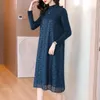 Casual Dresses 2023 Fashion Slim Women's Autumn And Winter Loose Thickened Over The Knee Lace Skirt Cashmere Bottom Sweater Dress