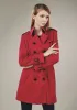 Trench long classique de style anglais pour femme avec col à revers et boutons S-XXL