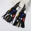 Kolczyki Dangle Kolorowe koraliki Tassel dla kobiet ręcznie robiona biżuteria modowa Długie oświadczenie lato