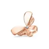Hot Sell Birthday Christmas GiftBlue Box TF Classic Designer Tiff Ring Top T Family Silver Plated Butterfly Women's Ring Ti Rose Gold High Edition