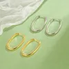 Hoopörhängen 925 Silver Needle Oval Earring For Women Girls Fashion Party Wedding Jewelry E742