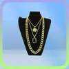 FashionHop Ketting Sieraden Nieuwe Ruby Hanger Ketting 3PCSSet Mode Cubaanse Link Chain Sieraden Set7173424