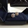 Свадебные украшения серьги-гвоздики из серебра 925 пробы с позолотой высокого качества с бриллиантовым цветком для женщин1271e