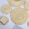 Table Mats Natural Handmade Straw Woven Placemat Round Braided Mat