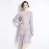 Women Boutique Embroidery Dress Long Sleeve Noble Sexy Dress 2024 Spring Auutmn Gauze Dress High-end Lady Dresses Runway Prom Dresses