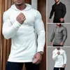 Maglioni da uomo T-shirt da uomo tinta unita con cappuccio e coulisse manica lunga a costine slim fit pullover top per palestra allenamento sportivo