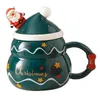 Garrafas de água caneca de natal ano presente decoração conjunto drinkware festa xícara de café com tampa colher dos desenhos animados bonito cerâmica chá 231130