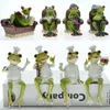 Dekorativa föremål Figurer 1-4pcs 3D harts kreativt groda hantverk Tänker på skidåkning Cycling Sport Frog ModelHome Office Tabletop Decor Present Present 231201