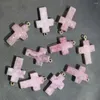 Collane con ciondolo Pietra naturale Croce di cristallo Collana con foro singolo Pendenti con agata rosa Orecchini regalo Creazione di gioielli Accessori all'ingrosso