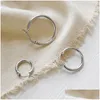 Charms 925 Sterling Sier Hoop Earring Round Circle Loop Earrings For Women Simple Geometric Brincos De Prata Drop Delivery Jewelry Fin Dhu4G