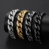 Fashion brand designer CNC diamond inlaid necklace, hip-hop four sided polished zircon Cuban chain, titanium steel men's bracelet