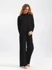Womens Two Piece Pants Warm 2piece Knitted Long sleeved Set Top and Tracking Coat CHIC 231201