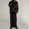Männer Pullover 2023 Winter iened Plaid Wolle Lose Runde Ne Pullover Mode Trend Faul Stil Mäntel Bla/rot Knittingyolq