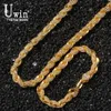 Uwin 9mm IECE Out Rope Chain Halsband Armband Full Rhinestones Bling Biling Fashion Hiphop Jewelry315U