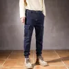 Cargo Jeans Men Dark Blue Baggy Harem Pants Spring Style Streetwear Multi Pockets Design Hip Hop Denim Trousers Man