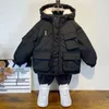 Down Coat Winter Down Cotton Jacket Boys Black Hooded Coat Children Outerwear Clothing Teenage 38Y Kids Parka Padded Snowsuit XMP323 231130