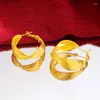 Boucles d'oreilles cerceau couleur or pur 30/42mm cercle rond pour femmes mode plaqué jaune géométrique boucle d'oreille bijoux de partie de mariage