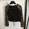 TEPS CRARDED TEES BROIDED LETTER T-SHIRTS LEOPARD PRINT LONG LONG SPLICING TSHIRT POUR LES FAMES FOIRE CASBOS