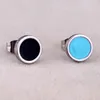 Stud Earrings Women Men Round Barbell Ear Studs Titanium Steel Circle White Black Blue Oil Brincos Jewelry