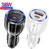 빠른 충전 38W 36W 30W 듀얼 포트 USB C 차량 충전기 iPad iPhone 13 14 15 Pro Samsung S23 S24 Huawei B1