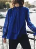 Bluzki damskie 2023 Bow Blouse Tops Solid Lose Flare Long Rleeve Shirt Fashion Transparent Słodka Korea Chic