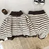 Clothing Sets Boys Girls Autumn Winter Korean Style Children Clothes Childrens Stripes Cashmere Set Kid Thickened Two-piece