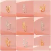 Charm Rings Fashion Nose Ring Crystal Butterfly Pentagram Women Fake Piercing Clip On Ear Body Jewelry Z0223 Drop Delivery Fine Dhscr