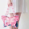 Duffel Bags Criativas Senhoras Denim Borboleta Decoração Acrílica Corrente Ombro Crossbody Bolsa Rosa Mini Bolsa