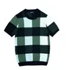 T-shirt da uomo 2023 Camicia estiva Fashion Brand Manica corta da uomo in cotone Slim Fit Casual O Collo Plaid Top Tees A104