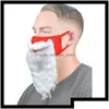 Juldekorationer dekoration kreativ jultomten skägg masker adt unisex återanvändbara ansikten för jul cosplay party droppleverans dhoir