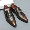 Chaussures habillées Blacks Black pour hommes pointues Slip-On Brown Metal Buckle Wedding Handmade Taille 38-46