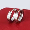 2023 Titanium Steel Gold Hoop Stud arring for Woman الرائعة الأزياء البسيطة C Diamond Ring Lady Occy Molems Gift286e