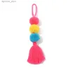 سلاسل المفاتيح Lanyards Women Colorful Tassel Keychain مصنوعة يدويًا من الصوف المفاتيح المسلحة لمحفظة DIY Decor R231201