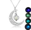 Glowing In The Dark Moon Pendant Necklace Women Pumpkin Lantern Charm Luminous Necklaces for Halloween Jewelry Gifts8514601