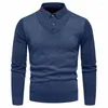 Maglioni da uomo Maglione da uomo a righe pullover lavorato a maglia con bottoni sul bavero per l'autunno inverno stile business slim fit morbido elastico caldo