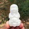 Estatuetas decorativas 7cm mármore branco natural jade buda estátua cura cristal fengshui moda budismo decoração para casa presente 1 peça