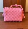 Womens Shoulder Bag BottegaaVeneta Woven Bags 2023 New Genuine Leather Woven Bag Loop Camera Bag Candy Color Mini Box Bag One Shoulder Diagonal Cross Small Squar HB6F