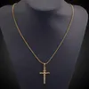 Klassieke sieraden Jesus Cross hanger 18k geel goud gevuld kruisbeeld hanger Chain281D