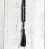 Pendentif Colliers Onyx noir et collier de pierre de lave Tassel Yoga Bijoux Perles de prière pour hommes