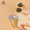 Fedi nuziali Classico impilabile Cristallo naturale a goccia Pietra preziosa Turchese Argento / Oro Doppio anello Gioielli di moda Regalo di compleanno