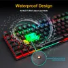 Tastaturen RGB-Gaming-Tastatur Gamer-Tastatur und Maus-Set mit Hintergrundbeleuchtung USB 104 Tastenkappen Kabelgebundene ergonomische russische Tastatur für PC Laptop 231130