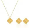 Quatro folhas trevo colar designer conjunto de jóias pingente colares pulseira brincos ouro 925 prata mãe de pérola flor verde