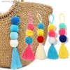 Porte-clés longes femmes coloré gland porte-clés à la main en couches de laine frange porte-clés pour bricolage sac à main sac à main décor R231201