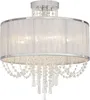 Kroonluchters Vienna Volledig spectrum Ellisia-plafondlamp Semi-inbouwarmatuur Zilver 19 3/4" breed Doorschijnende organzastof Drumkap Kristal