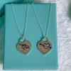 sell Birthday Hot Christmas GiftSmall T Family s Silver Heart shaped Lightning Flower Dropping Enamel Love Pendant with Collar Chain Pedigree Necklace