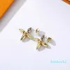 Fashion Earrings Jewelry Sets Studs letter Stud Women Charm gold for lady Women Party Wedding Lovers gift engagement Bride