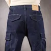 Cargo Jeans Men Dark Blue Baggy Harem Pants Spring Style Streetwear Multi Pockets Design Hip Hop Denim Trousers Man